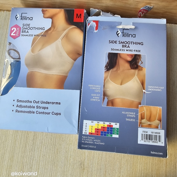 Felina Ladie's Side Smoothing Seamless Wire-Free Adjustable Bra Nude/Black - Picture 12 of 15